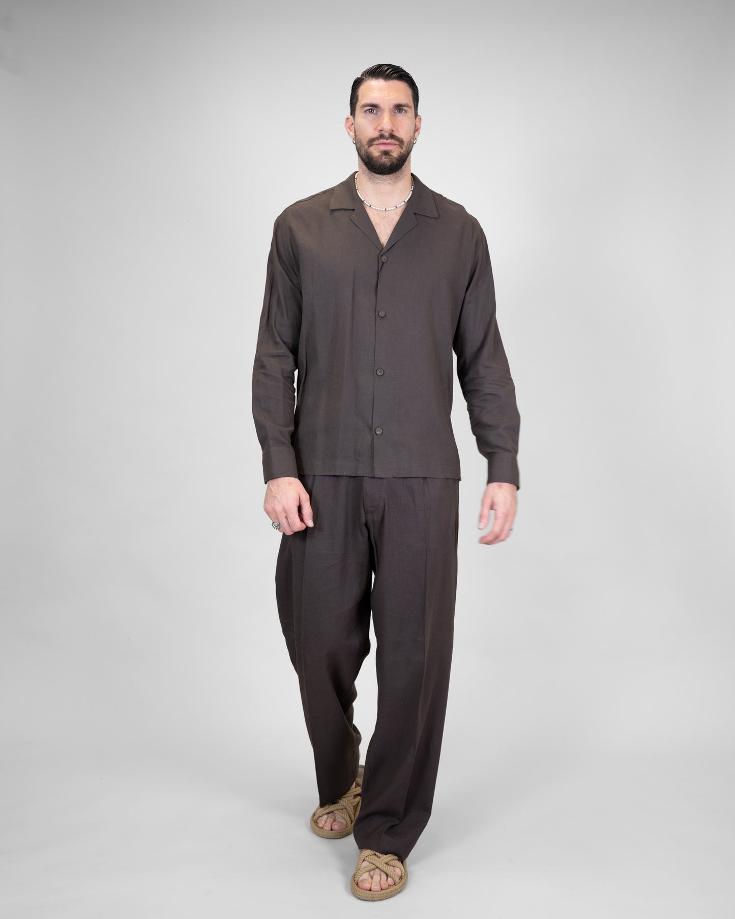 Pantalone Marrone Doppia Pence