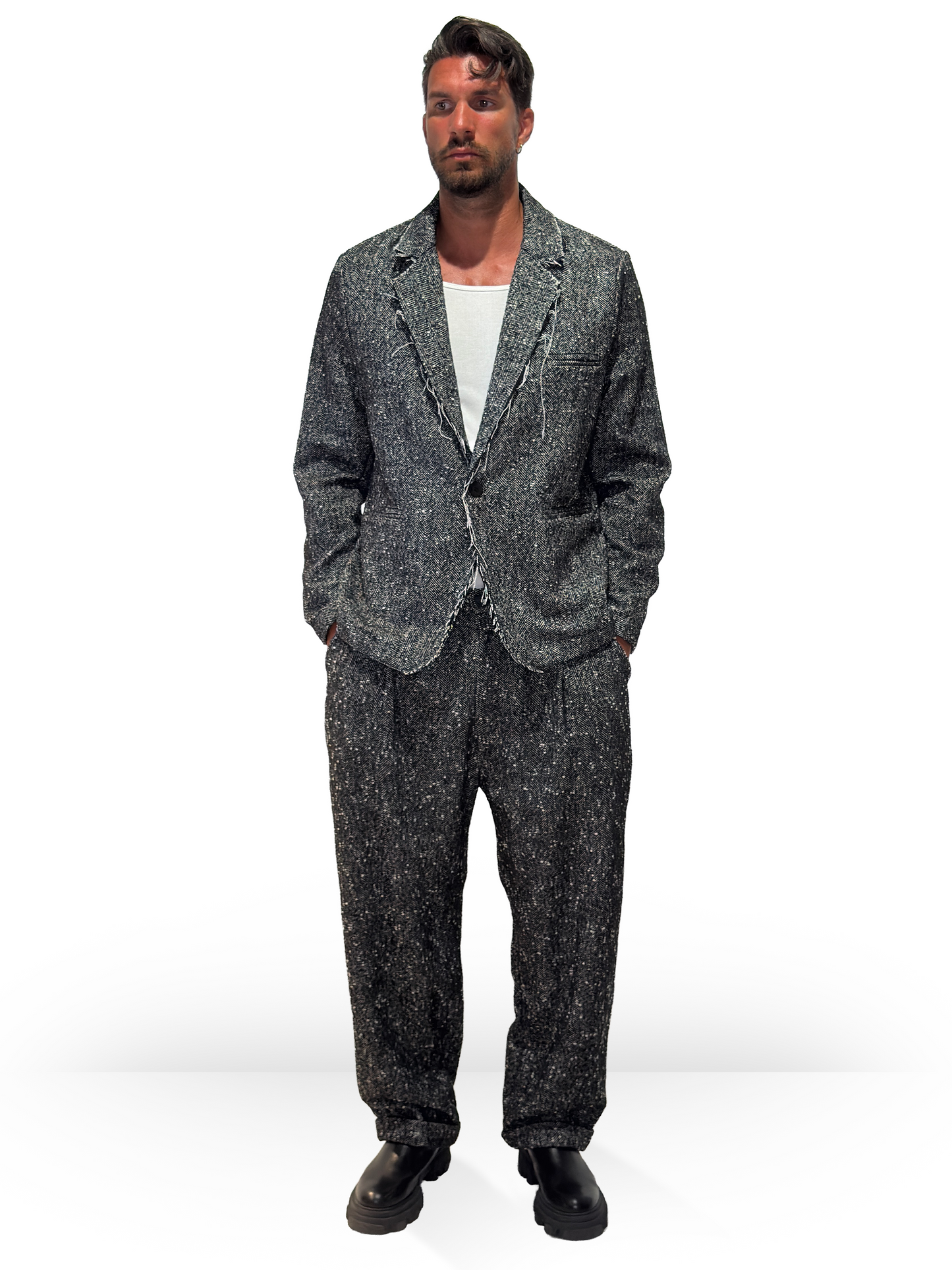 Giacca Wool Taglio Vivo