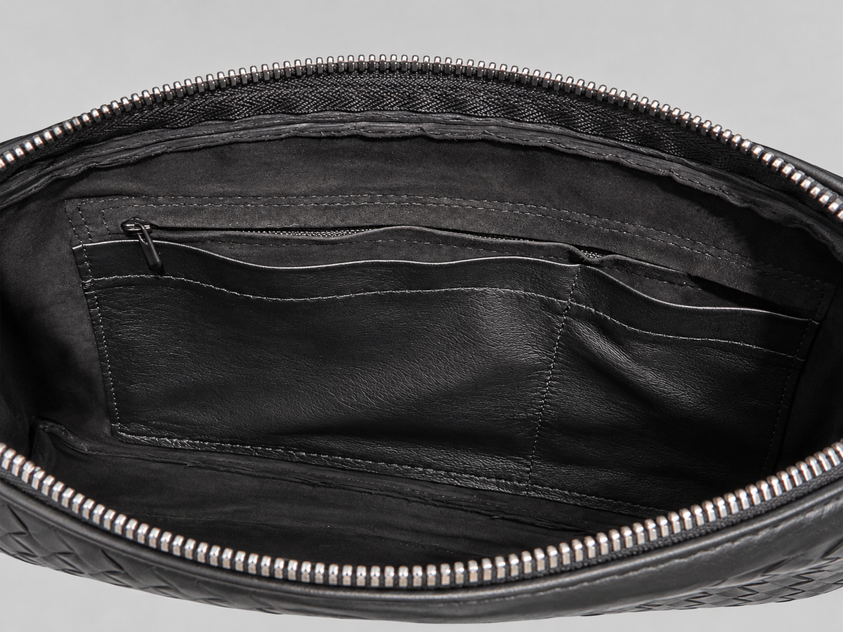 Pochette Pelle Intrecciata Black