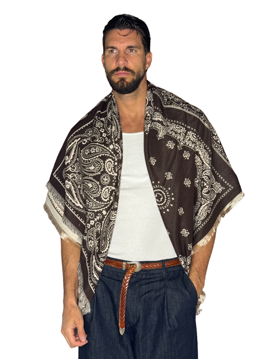 Pashmina Lana Bandana Panna e marrone