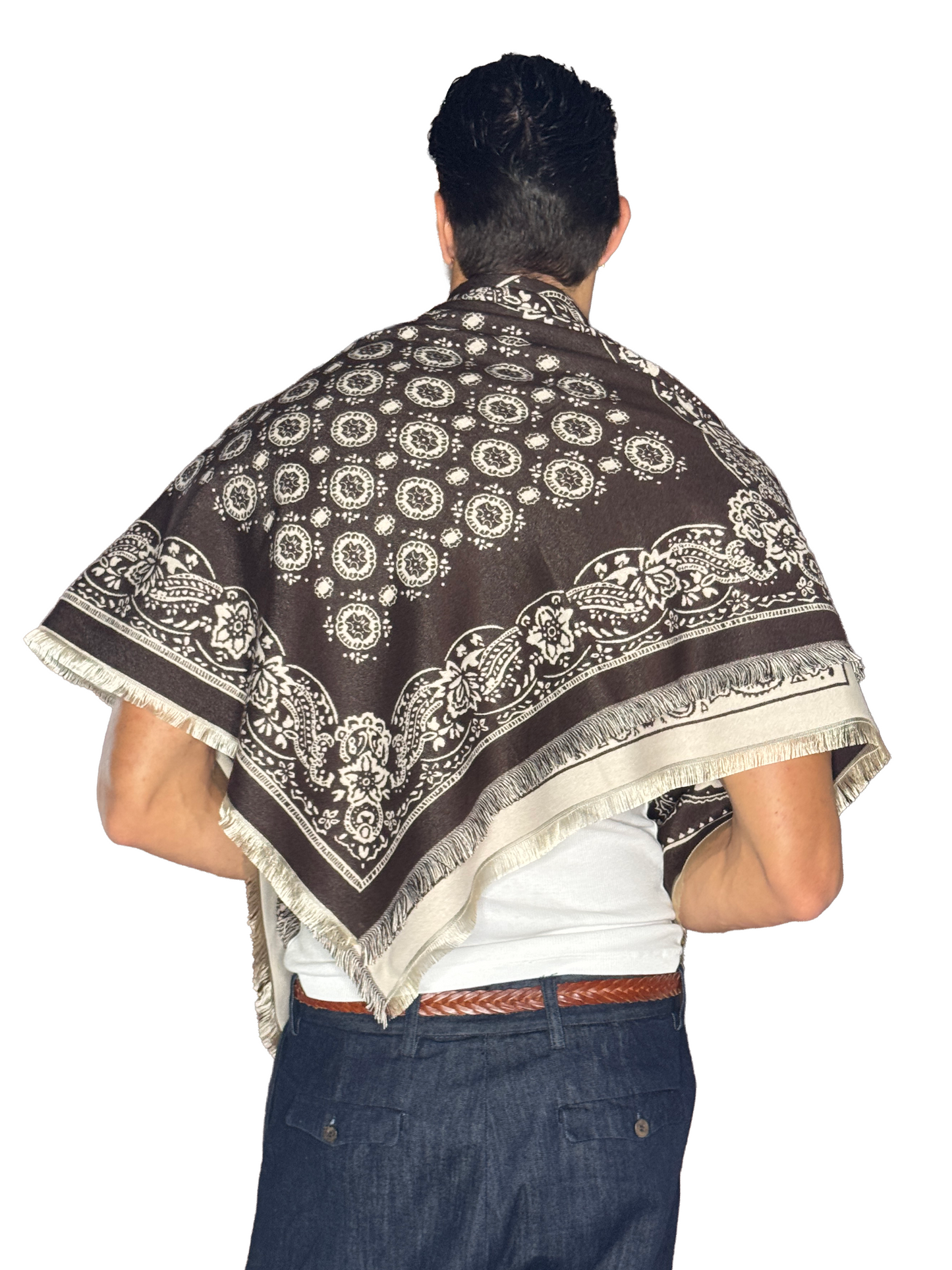 Pashmina Lana Bandana Panna e marrone