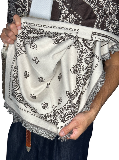 Pashmina Lana Bandana Panna e marrone