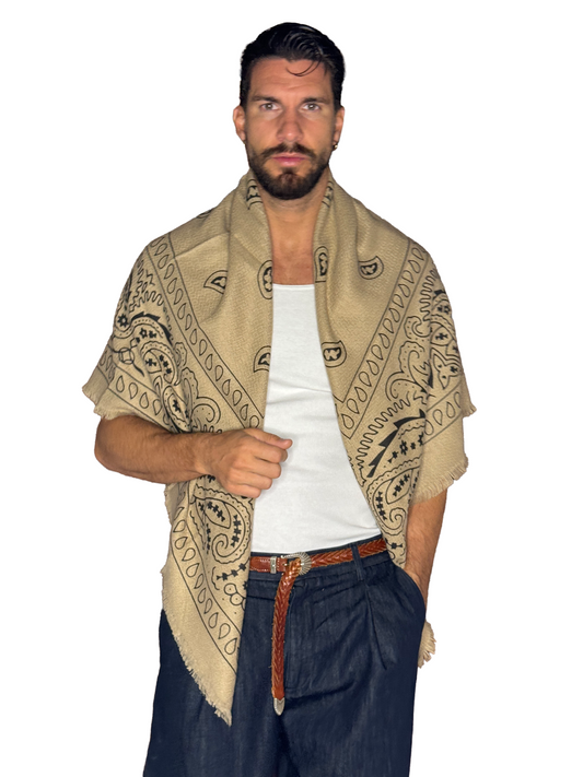 Pashmina Lana Bandana Beige