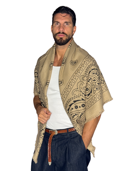 Pashmina Lana Bandana Beige