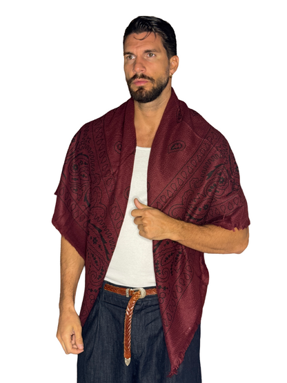 Pashmina Lana Bandana Bordeaux