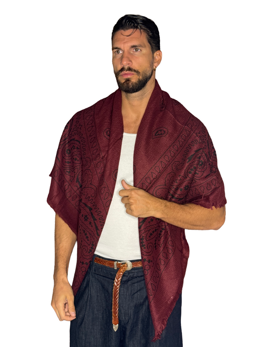 Pashmina Lana Bandana Bordeaux