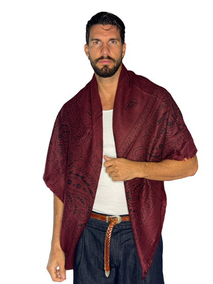 Pashmina Lana Bandana Bordeaux