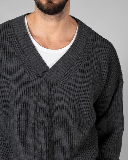 Maglione scollo a V grigio