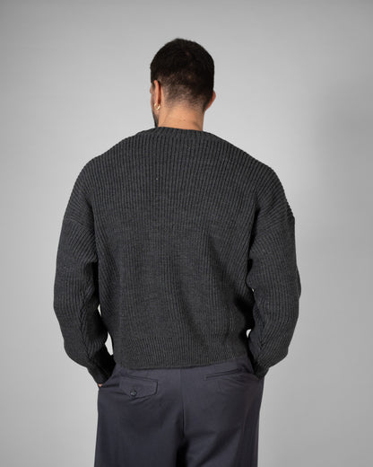 Maglione scollo a V grigio