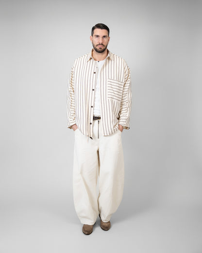 Camicia panna a righe marroni