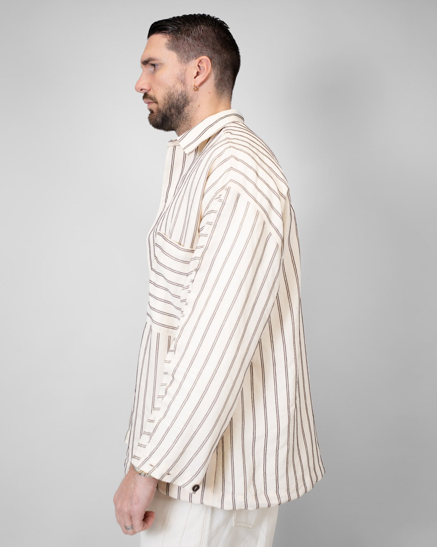 Camicia panna a righe marroni