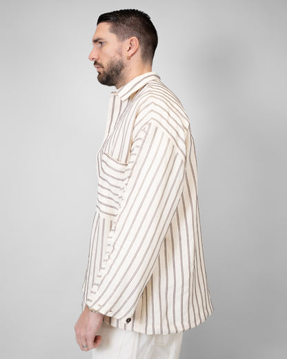 Camicia panna a righe marroni