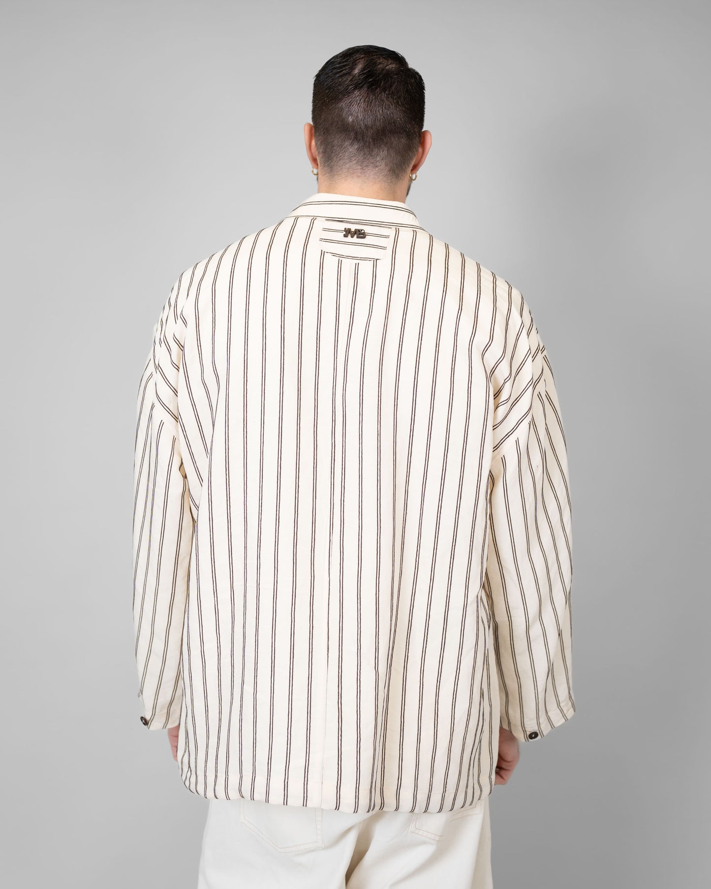 Camicia panna a righe marroni