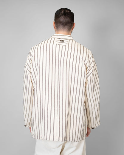 Camicia panna a righe marroni