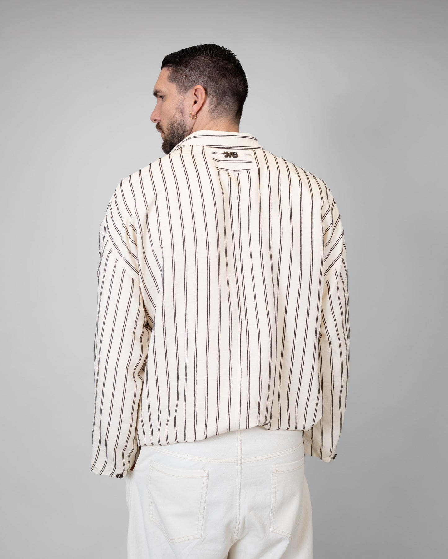Camicia panna a righe marroni