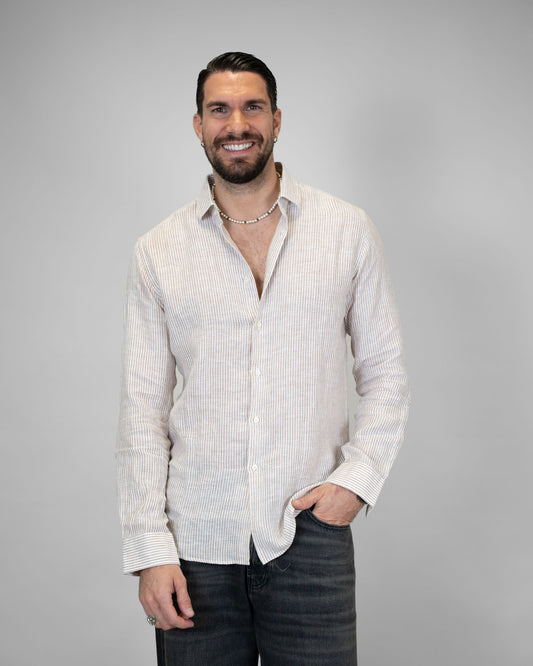Camicia Lino Bastoncino Beige