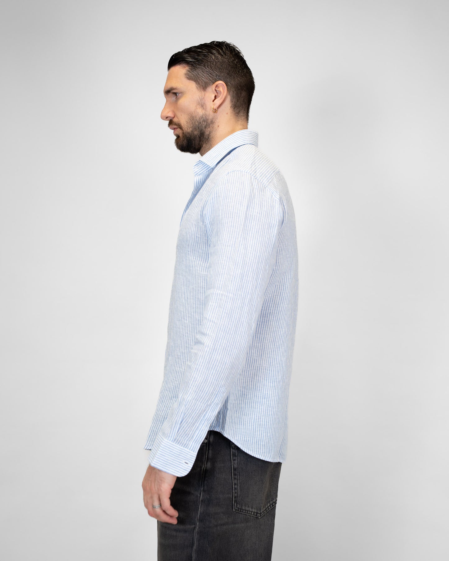 Camicia Lino Bastoncino Azzuro