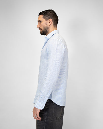Camicia Lino Bastoncino Azzuro
