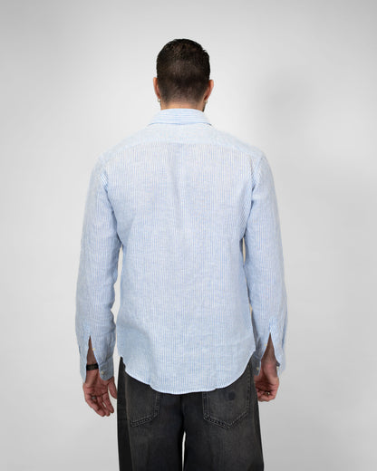 Camicia Lino Bastoncino Azzuro