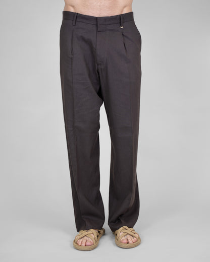 Pantalone Marrone Doppia Pence