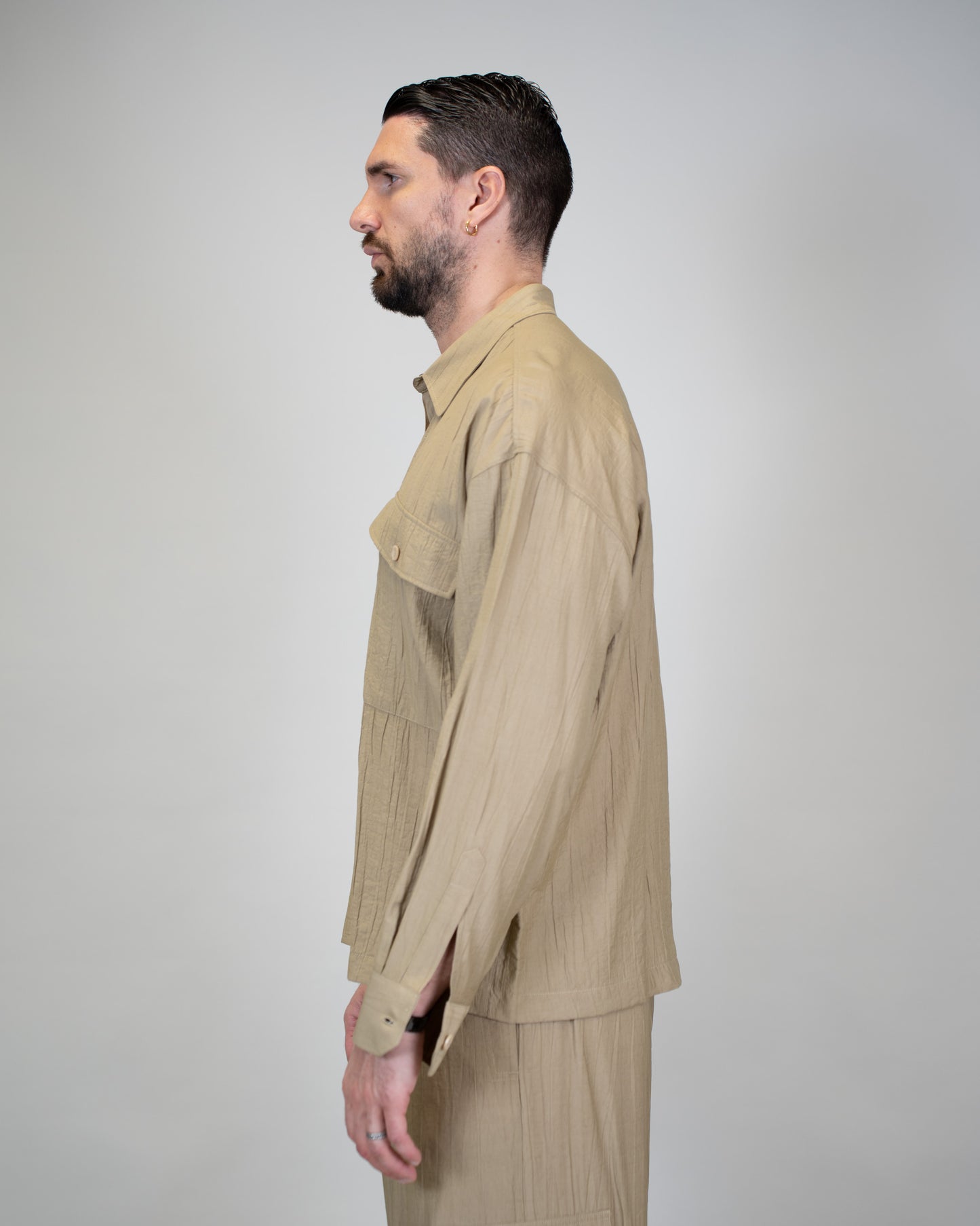 Camicia Khaki Goffrata
