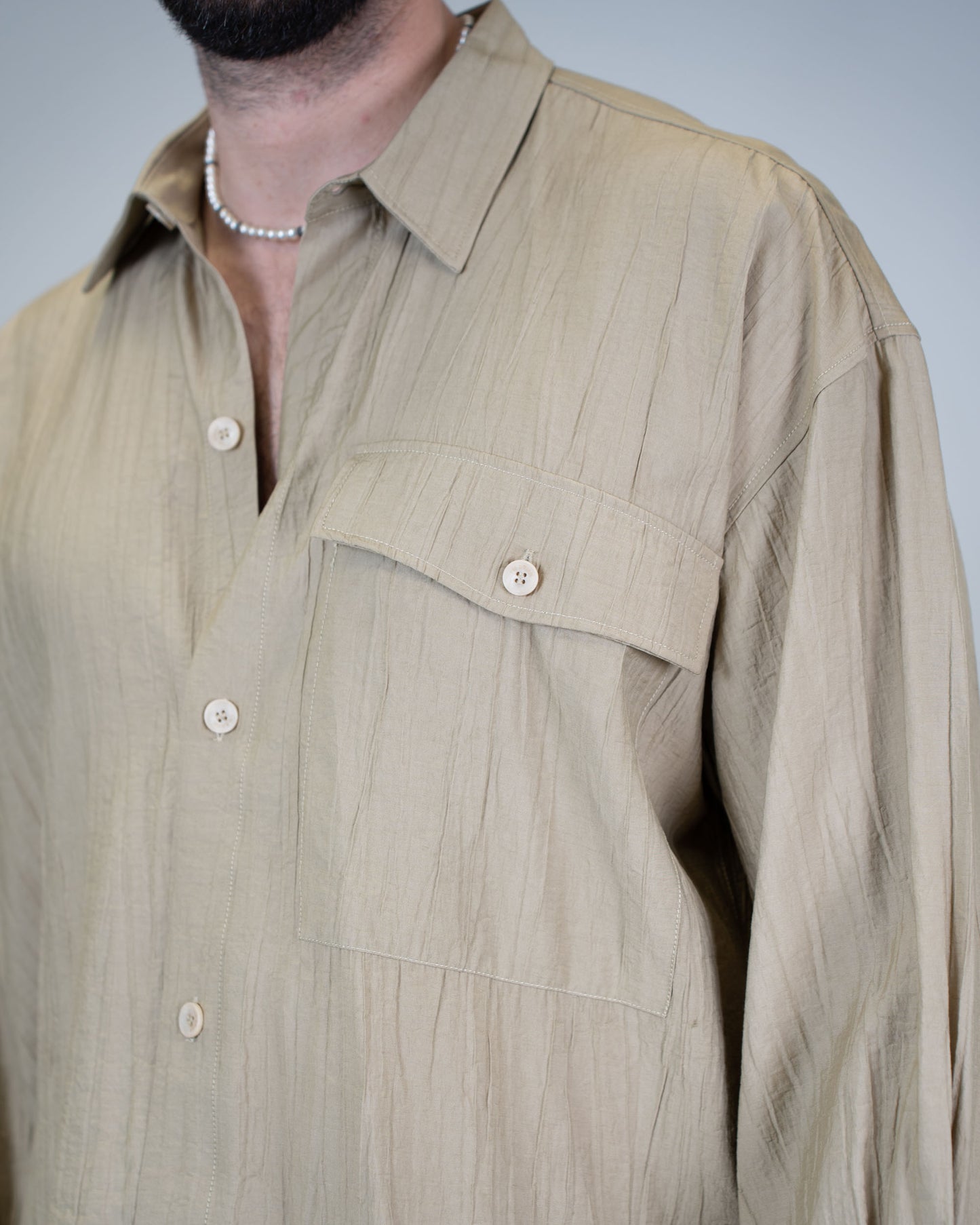 Camicia Khaki Goffrata