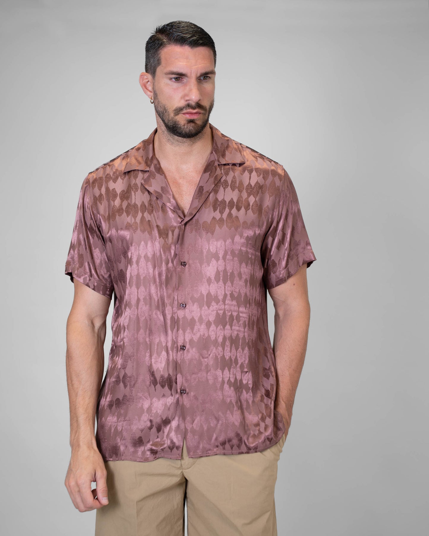 Camicia malva Jaquard