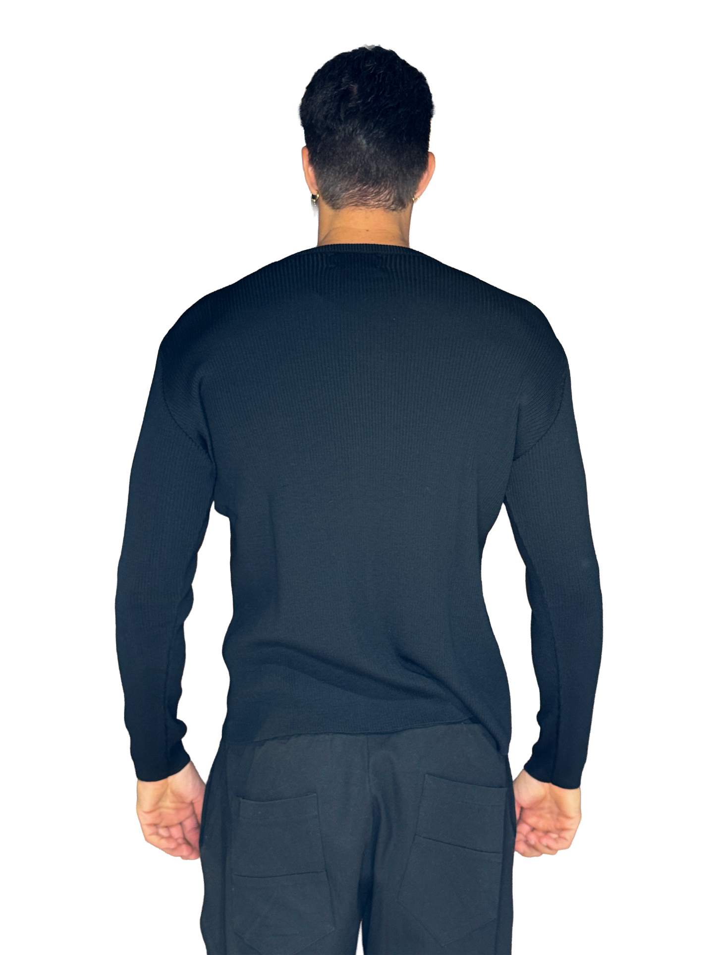 Maglia Girocollo Costine Nera
