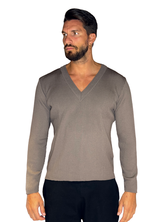 Maglia Costine V Tortora