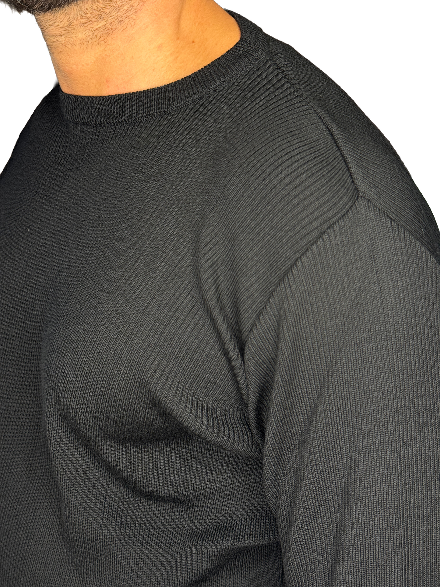 Maglia Girocollo Costine Nera