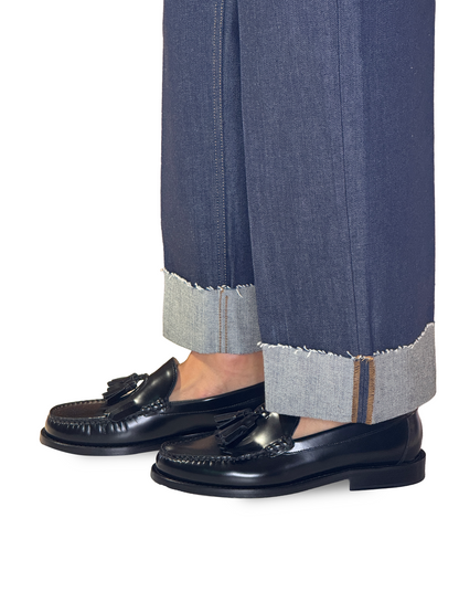 Mocassino Nero Frangia