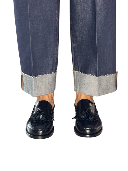 Mocassino Nero Frangia