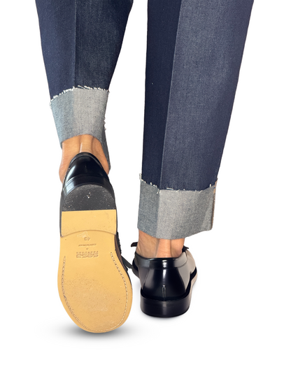 Mocassino Nero Frangia