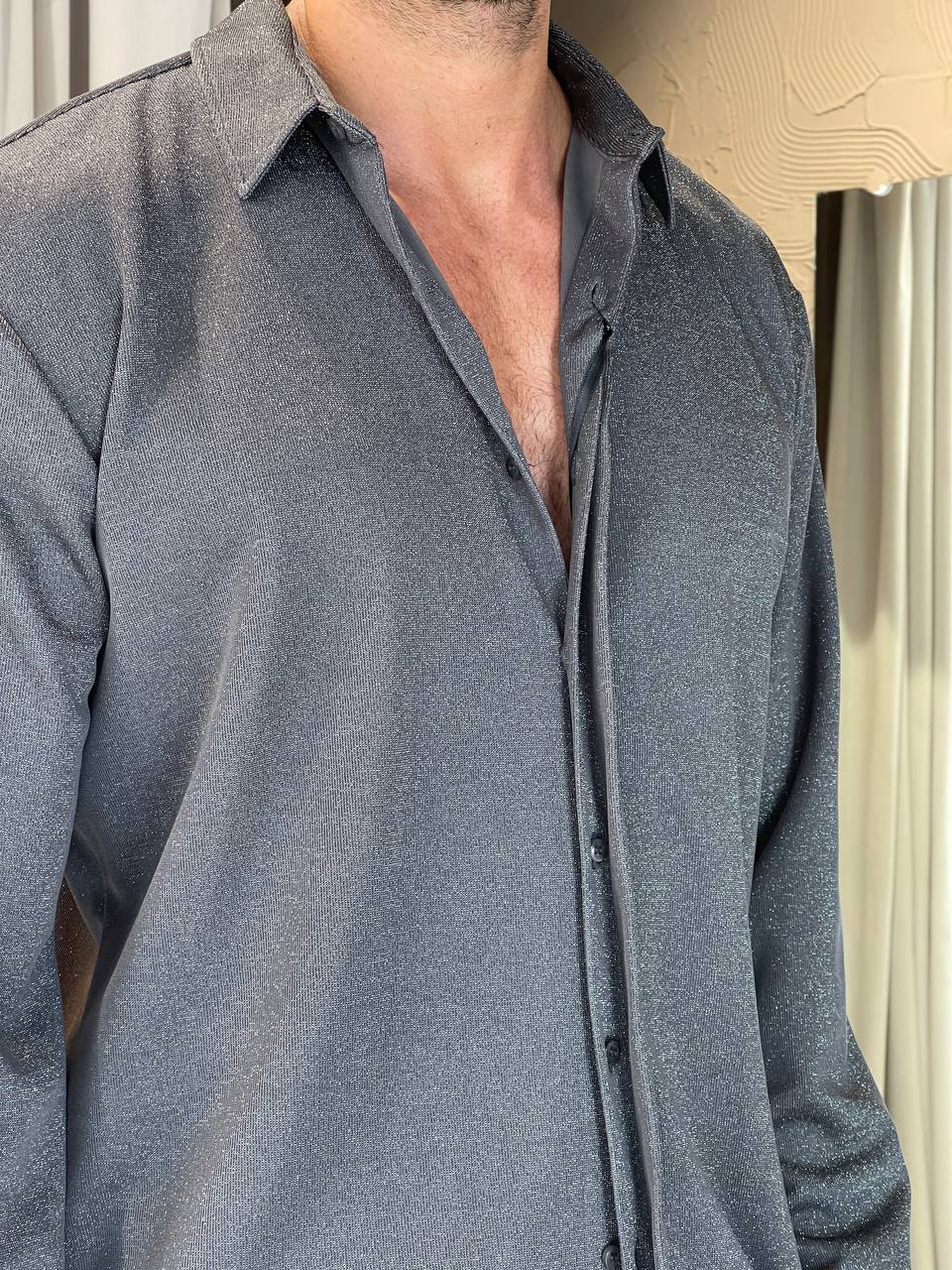 Camicia Laminata Grigio MRSM