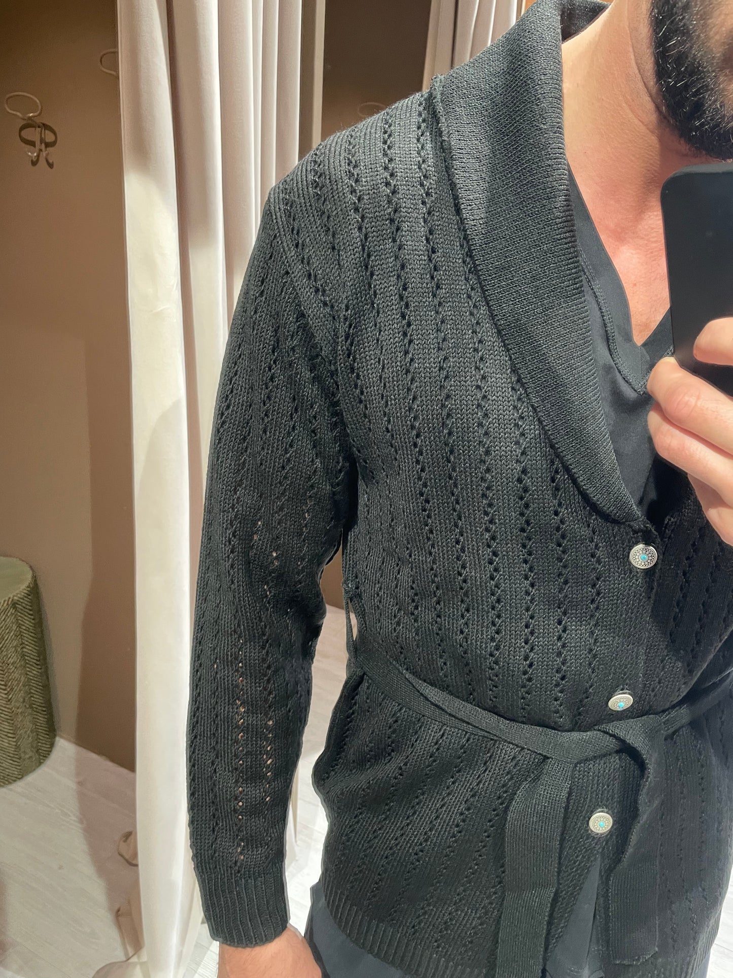 Cardigan Traforato Nero