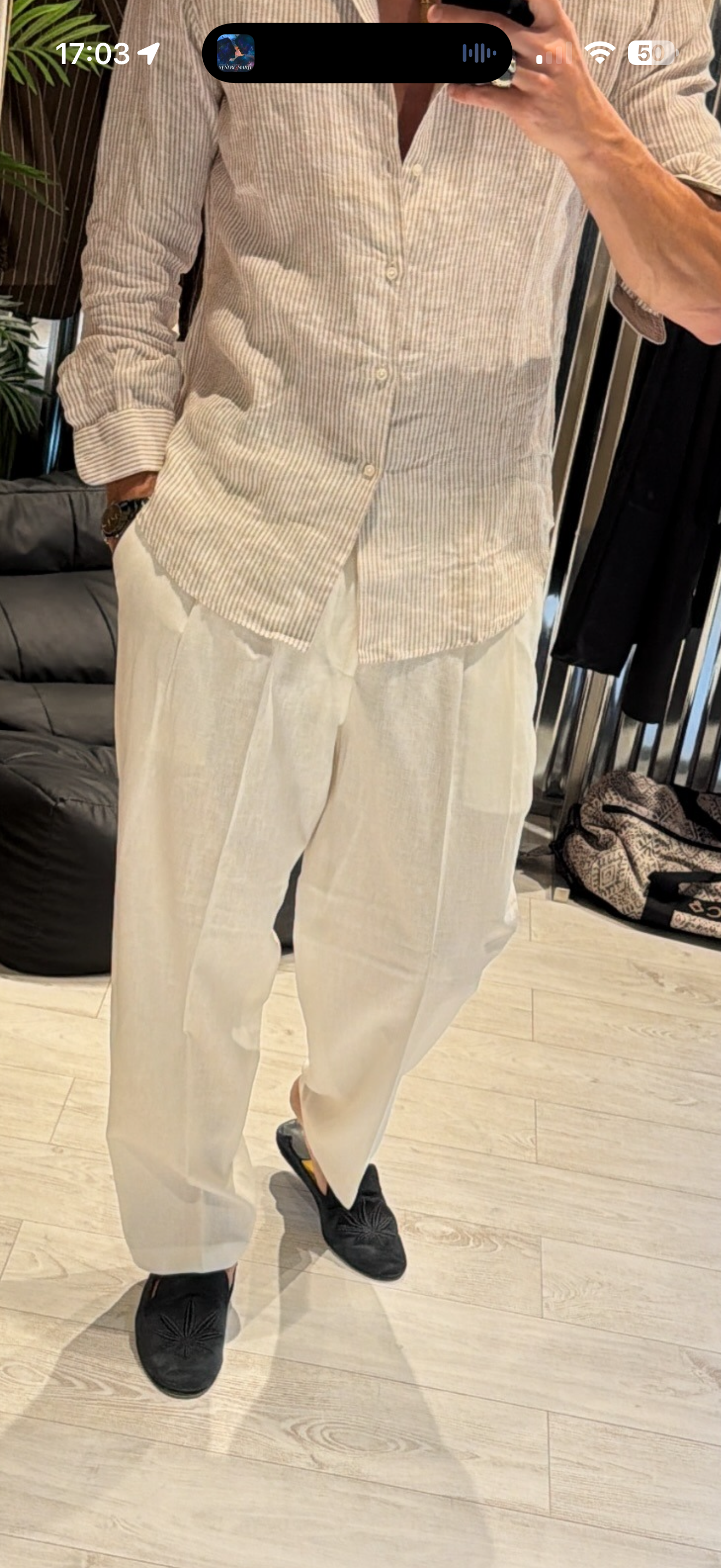 Pantalone doppia pence lino bianco