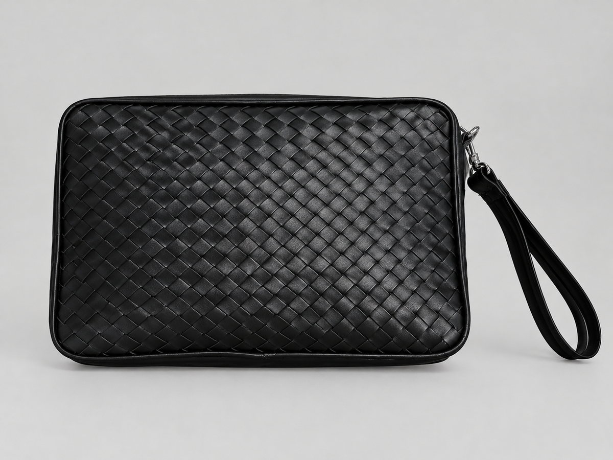 Pochette Pelle Intrecciata Black